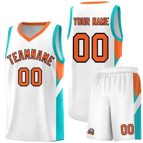 Custom White Orange Side Design Sets Sports Uniform Basketball Jersey | BuyFootballJersey