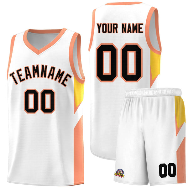 Custom White Orange Side Design Sets Sports Uniform Basketball Jersey | BuyFootballJersey