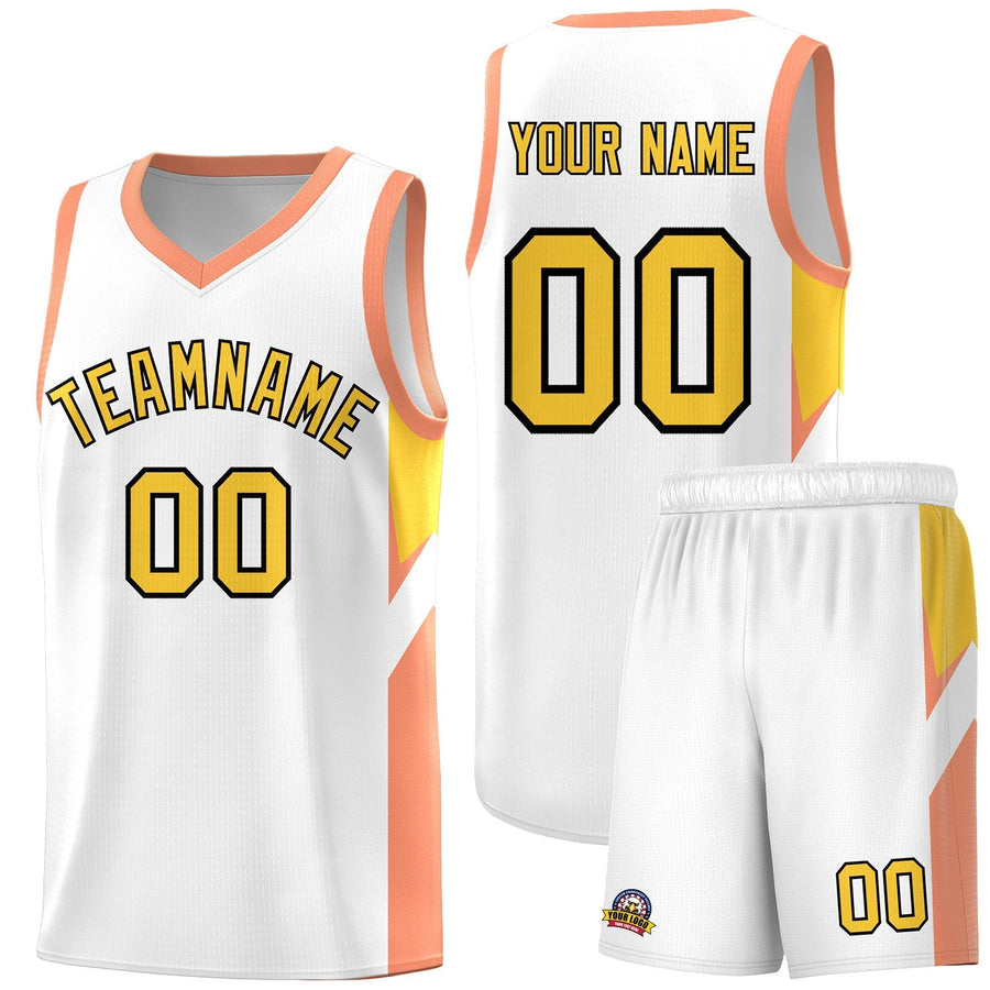Custom White Orange Side Design Sets Sports Uniform Basketball Jersey | BuyFootballJersey