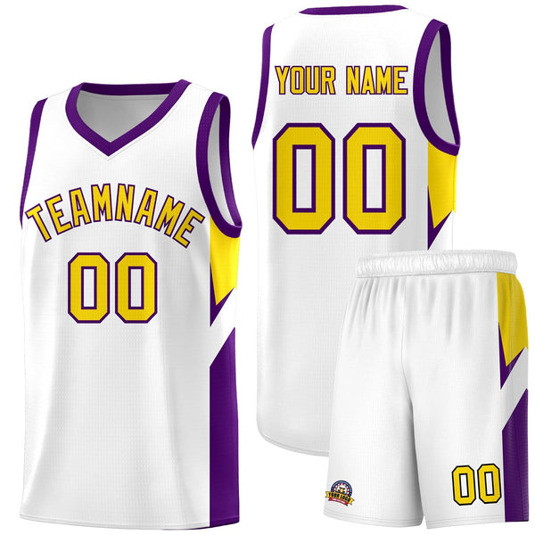 Custom White Purple Side Design Sets Sports Uniform Basketball Jersey | BuyFootballJersey