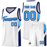 Custom White Navy Side Design Sets Sports Uniform Basketball Jersey | BuyFootballJersey
