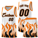 Custom White Orange Hem Flame Pattern Fashion Sports Uniform Basketball jersey | BuyFootballJersey