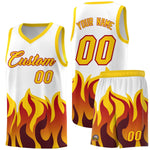 Custom White Gold Hem Flame Pattern Fashion Sports Uniform Basketball jersey | BuyFootballJersey