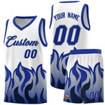 Custom White Royal Hem Flame Pattern Fashion Sports Uniform Basketball jersey | BuyFootballJersey