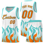 Custom White Orange Hem Flame Pattern Fashion Sports Uniform Basketball jersey | BuyFootballJersey