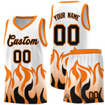 Custom White Orange Hem Flame Pattern Fashion Sports Uniform Basketball jersey | BuyFootballJersey