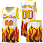 Custom White Gold Hem Flame Pattern Fashion Sports Uniform Basketball jersey | BuyFootballJersey