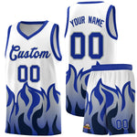 Custom White Royal Hem Flame Pattern Fashion Sports Uniform Basketball jersey | BuyFootballJersey