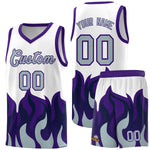 Custom White Purple Hem Flame Pattern Fashion Sports Uniform Basketball jersey | BuyFootballJersey