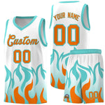 Custom White Orange Hem Flame Pattern Fashion Sports Uniform Basketball jersey | BuyFootballJersey