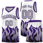 Custom White Purple Hem Flame Pattern Fashion Sports Uniform Basketball jersey | BuyFootballJersey