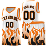 Custom White Orange Hem Flame Pattern Fashion Sports Uniform Basketball jersey | BuyFootballJersey