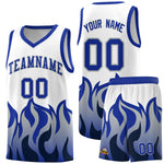 Custom White Royal Hem Flame Pattern Fashion Sports Uniform Basketball jersey | BuyFootballJersey