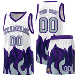 Custom White Purple Hem Flame Pattern Fashion Sports Uniform Basketball jersey | BuyFootballJersey
