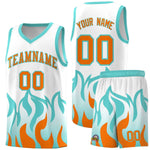 Custom White Orange Hem Flame Pattern Fashion Sports Uniform Basketball jersey | BuyFootballJersey