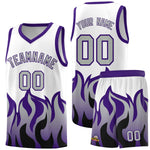 Custom White Purple Hem Flame Pattern Fashion Sports Uniform Basketball jersey | BuyFootballJersey