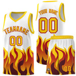 Custom White Gold Hem Flame Pattern Fashion Sports Uniform Basketball jersey | BuyFootballJersey