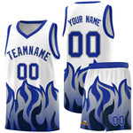 Custom White Royal Hem Flame Pattern Fashion Sports Uniform Basketball jersey | BuyFootballJersey