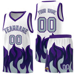Custom White Purple Hem Flame Pattern Fashion Sports Uniform Basketball jersey | BuyFootballJersey