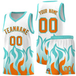 Custom White Orange Hem Flame Pattern Fashion Sports Uniform Basketball jersey | BuyFootballJersey