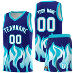 Custom Royal Sky Blue Hem Flame Pattern Fashion Sports Uniform Basketball jersey | BuyFootballJersey