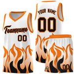 Custom White Orange Hem Flame Pattern Fashion Sports Uniform Basketball jersey | BuyFootballJersey