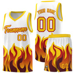 Custom White Gold Hem Flame Pattern Fashion Sports Uniform Basketball jersey | BuyFootballJersey