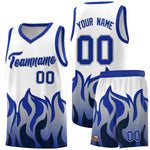 Custom White Royal Hem Flame Pattern Fashion Sports Uniform Basketball jersey | BuyFootballJersey