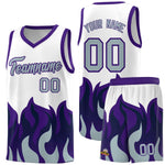 Custom White Purple Hem Flame Pattern Fashion Sports Uniform Basketball jersey | BuyFootballJersey