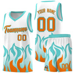 Custom White Orange Hem Flame Pattern Fashion Sports Uniform Basketball jersey | BuyFootballJersey