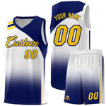 Custom White Navy Gradient Fashion Sets Sports Uniform Basketball Jersey | BuyFootballJersey