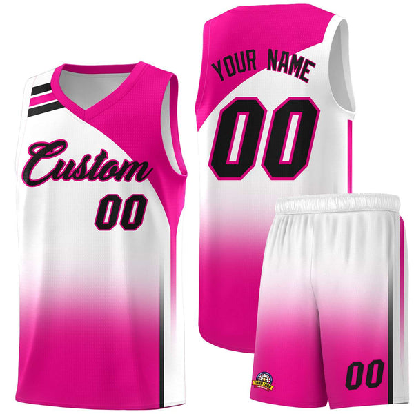 Custom White Pink Gradient Fashion Sets Sports Uniform Basketball Jersey | BuyFootballJersey