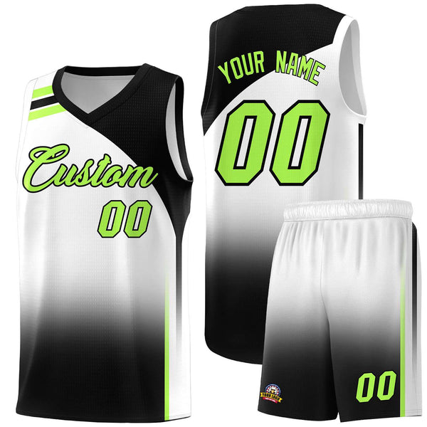 Custom White Black Gradient Fashion Sets Sports Uniform Basketball Jersey | BuyFootballJersey