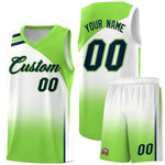 Custom White Fluorescent Green Gradient Fashion Sets Sports Uniform Basketball Jersey | BuyFootballJersey