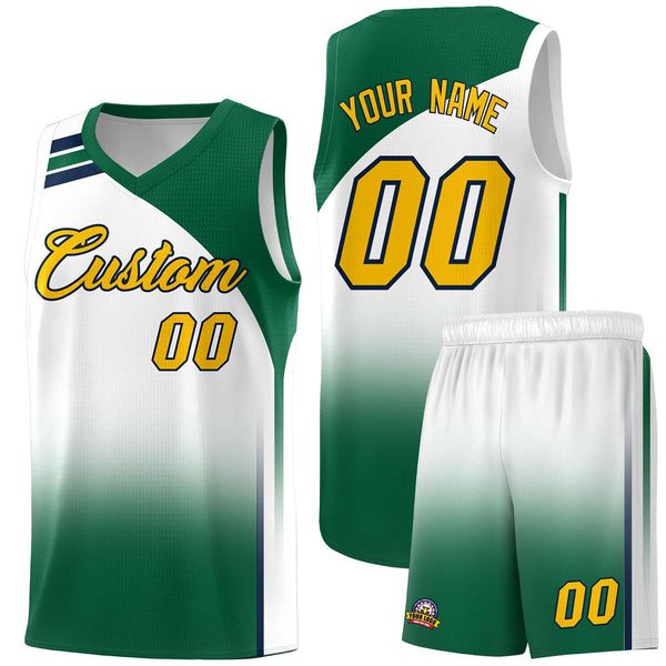 Custom White Kelly Green Gradient Fashion Sets Sports Uniform Basketball Jersey | BuyFootballJersey