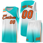 Custom White Aqua Gradient Fashion Sets Sports Uniform Basketball Jersey | BuyFootballJersey