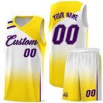 Custom White Gold Gradient Fashion Sets Sports Uniform Basketball Jersey | BuyFootballJersey