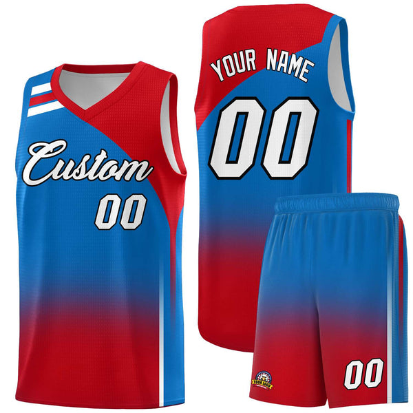 Custom Royal Red Gradient Fashion Sets Sports Uniform Basketball Jersey | BuyFootballJersey
