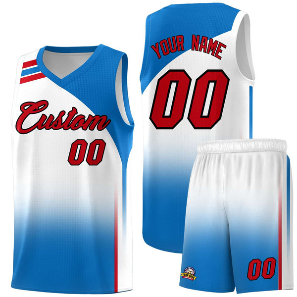 Custom White Royal Gradient Fashion Sets Sports Uniform Basketball Jersey | BuyFootballJersey