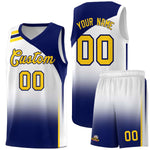 Custom White Navy Gradient Fashion Sets Sports Uniform Basketball Jersey | BuyFootballJersey