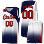 Custom White Navy Gradient Fashion Sets Sports Uniform Basketball Jersey | BuyFootballJersey