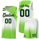 Custom White Fluorescent Green Gradient Fashion Sets Sports Uniform Basketball Jersey | BuyFootballJersey