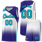 Custom White Royal Gradient Fashion Sets Sports Uniform Basketball Jersey | BuyFootballJersey