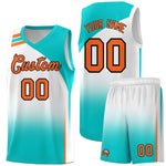 Custom White Aqua Gradient Fashion Sets Sports Uniform Basketball Jersey | BuyFootballJersey