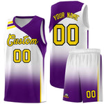 Custom White Purple Gradient Fashion Sets Sports Uniform Basketball Jersey | BuyFootballJersey