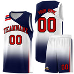 Custom White Navy Gradient Fashion Sets Sports Uniform Basketball Jersey | BuyFootballJersey