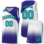 Custom White Royal Gradient Fashion Sets Sports Uniform Basketball Jersey | BuyFootballJersey