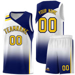 Custom White Navy Gradient Fashion Sets Sports Uniform Basketball Jersey | BuyFootballJersey