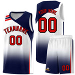 Custom White Navy Gradient Fashion Sets Sports Uniform Basketball Jersey | BuyFootballJersey