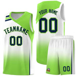 Custom White Fluorescent Green Gradient Fashion Sets Sports Uniform Basketball Jersey | BuyFootballJersey
